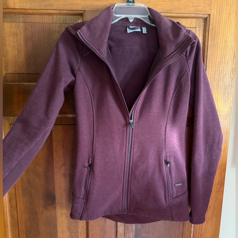 Athleta Hooded Full-Zip Jacket - XS - Burgundy Plum Performance Wear LIKE NEW